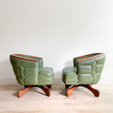 Pair of Turtle Back Swivel Lounge Chairs