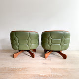 Pair of Turtle Back Swivel Lounge Chairs