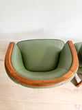 Pair of Turtle Back Swivel Lounge Chairs