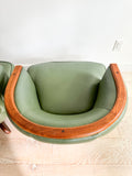 Pair of Turtle Back Swivel Lounge Chairs