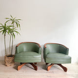 Pair of Turtle Back Swivel Lounge Chairs