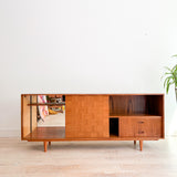 Teak + Walnut Media Cabinet/Bar