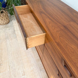 Mid Century Walnut Low 9 Drawer Dresser