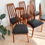 Set of 6 Vintage Teak Dining Chairs - New Upholstery
