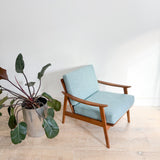 Mid Century Lounge Chair - Light Blue Upholstery