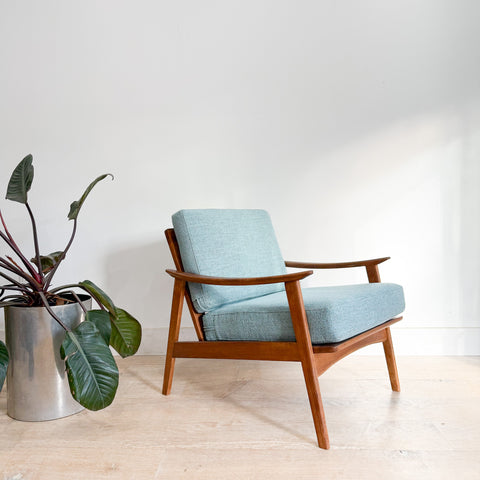 Mid Century Lounge Chair - Light Blue Upholstery