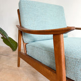 Mid Century Lounge Chair - Light Blue Upholstery