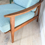 Mid Century Lounge Chair - Light Blue Upholstery