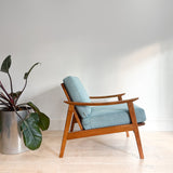 Mid Century Lounge Chair - Light Blue Upholstery