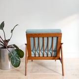 Mid Century Lounge Chair - Light Blue Upholstery