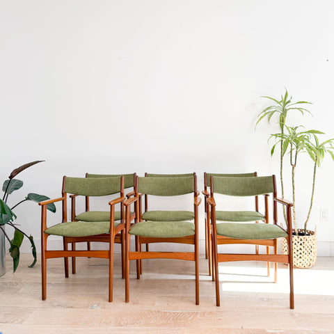 Set of 6 Danish Teak Dining Chairs by Anderstrup Mobelfabrik - New Green Upholstery