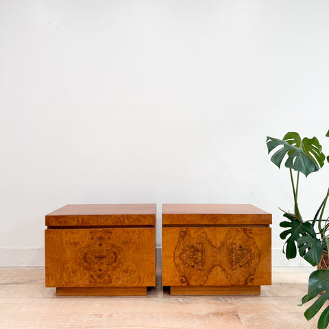 Pair of Lane Burlwood Nightstands