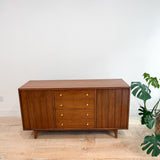 Mid Century Walnut Low 10 Drawer Dresser