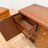 Mid Century Walnut Low 10 Drawer Dresser