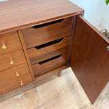 Mid Century Walnut Low 10 Drawer Dresser