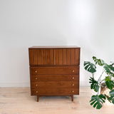 Mid Century Walnut Highboy Dresser