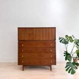 Mid Century Walnut Highboy Dresser