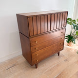Mid Century Walnut Highboy Dresser