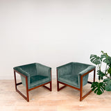 Pair of Cube Lounge Chairs by Monarch