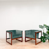 Pair of Cube Lounge Chairs by Monarch