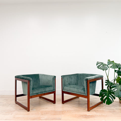 Pair of Cube Lounge Chairs by Monarch