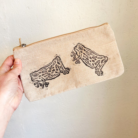 Frog Block Print Pouch