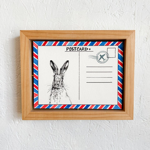 Shadow Box Bunny Postcard Watercolor 8” x 10”