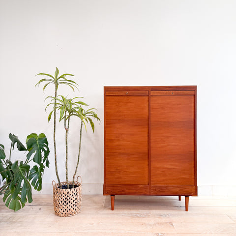 Danish Teak Tambour Door Cabinet