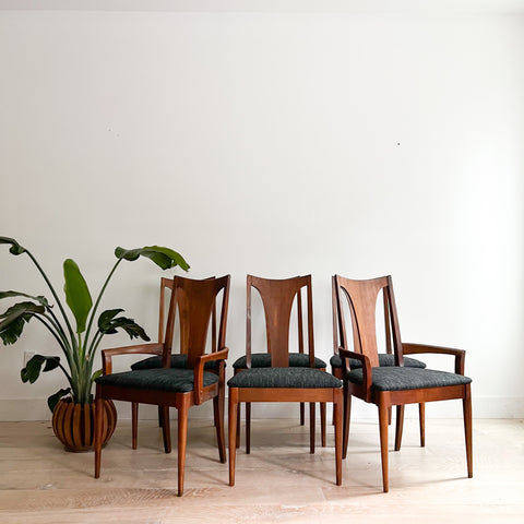 Set of 6 Broyhill Brasilia Dining Chairs - New Black Upholstery