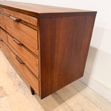 Mid Century Walnut Low 9 Drawer Dresser