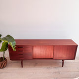 Danish Teak Credenza w/ Sliding Doors