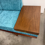 Mid Century Sofa w/ New Teal Upholstery