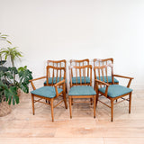 Set of 6 Vintage Dining Chairs - New Teal Upholstery