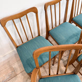 Set of 6 Vintage Dining Chairs - New Teal Upholstery