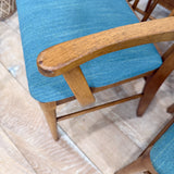Set of 6 Vintage Dining Chairs - New Teal Upholstery