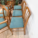 Set of 6 Vintage Dining Chairs - New Teal Upholstery