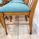 Set of 6 Vintage Dining Chairs - New Teal Upholstery