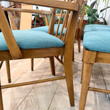 Set of 6 Vintage Dining Chairs - New Teal Upholstery