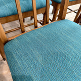 Set of 6 Vintage Dining Chairs - New Teal Upholstery
