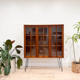 Mid Century Walnut Curio Cabinet