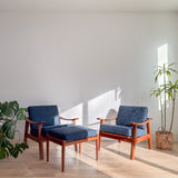 Pair of Danish Teak Chairs w/ Single Ottoman