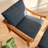 Pair of Danish Teak Chairs w/ Single Ottoman