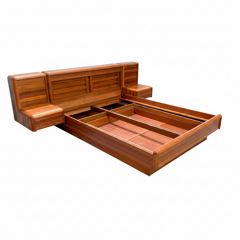 E. Johansen Danish Teak Queen Bed + Nightstands
