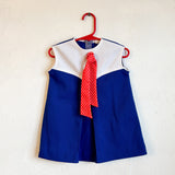 Blue and White Poly Dress - 3T