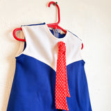 Blue and White Poly Dress - 3T
