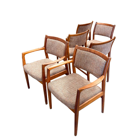 Set of 6 Teak DUX Dining Chairs- New upholstery