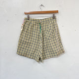 1950s Yellow Plaid Shorts 26"