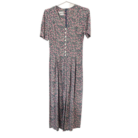 90s Pink Roses Jumpsuit Xs/Sm