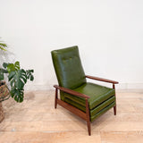 Mid Century Recliner - New Green Leather