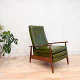 Mid Century Recliner - New Green Leather